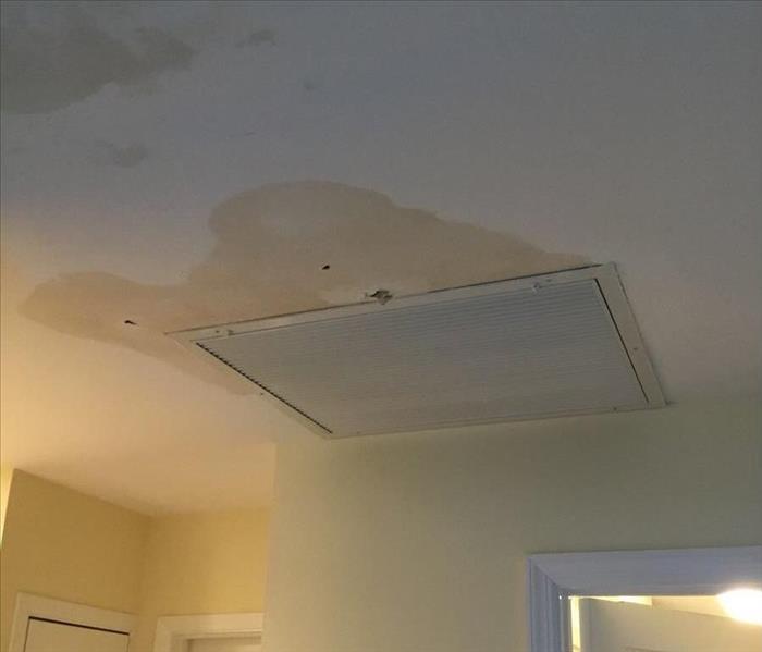 Water damage on ceiling from roof leak